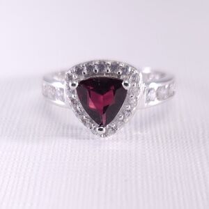 Garnet Trillion Ring with Cubic Zirconia Size 7